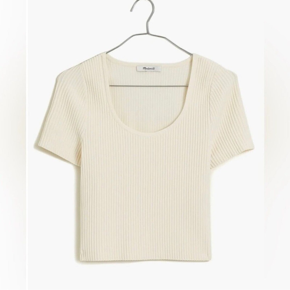 madewell sculpt ottoman ribbed tee ivory cream women xxsmall xxs
